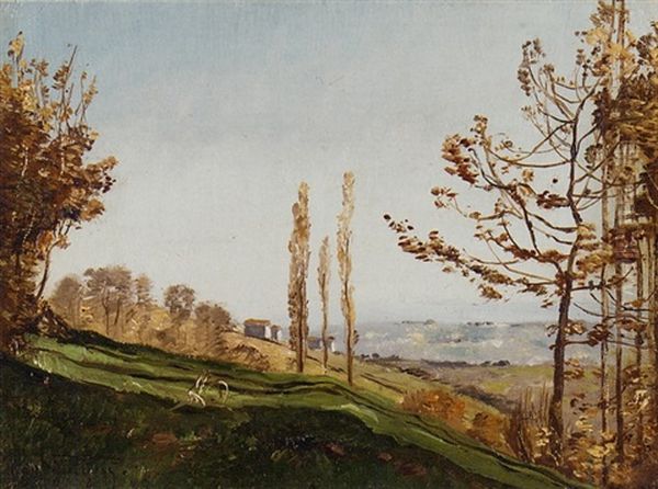 Paysage Aux Trois Peupliers Oil Painting by Paul Camille Guigou