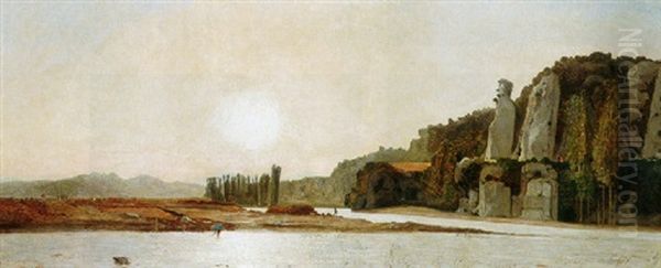 Sunrise Over The Banks Of The Durance, Mirabeau Oil Painting by Paul Camille Guigou