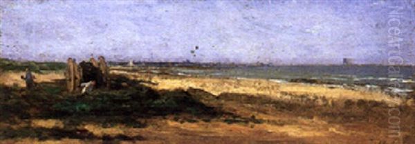 Strandlandschaft Mit Bauern An Einem Wagen Oil Painting by Paul Camille Guigou