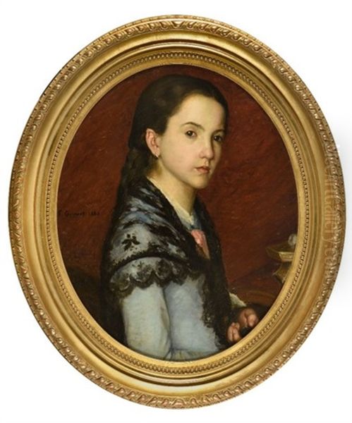 Portrait Presume De Juliette Dubois Oil Painting by Francois Joseph Guiguet