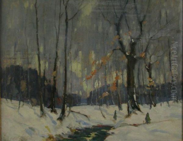 Winter Mantle Oil Painting by George Herbert Baker