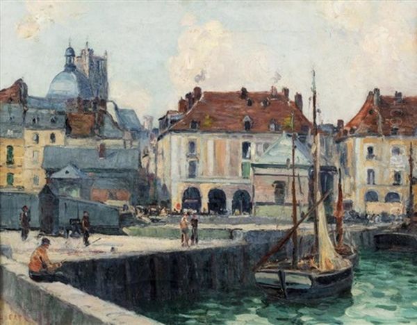 Le Port En Normandie Oil Painting by Narcisse Guilbert