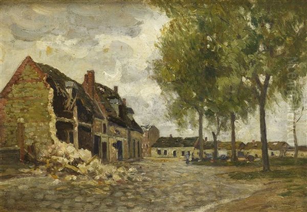 Tilloloy, Route De Lille Oil Painting by Narcisse Guilbert