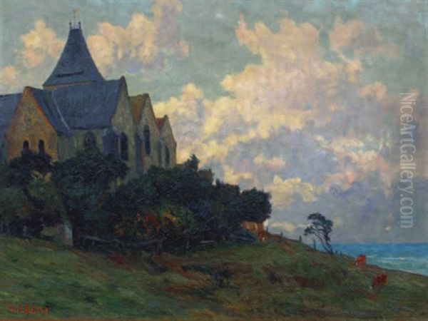 Eglise De Varangeville, Crepuscule Oil Painting by Narcisse Guilbert