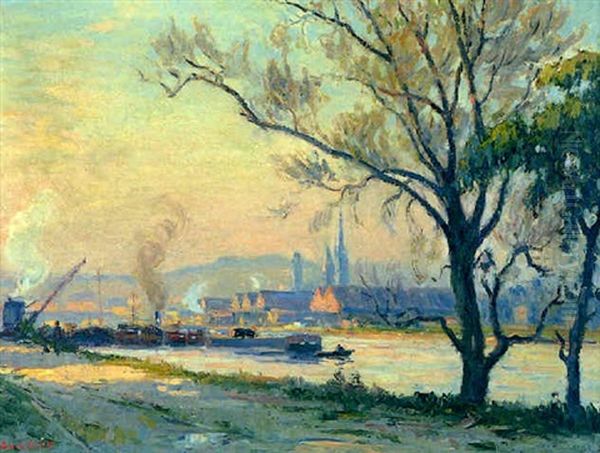 Rouen, Soleil Couchant Oil Painting by Narcisse Guilbert