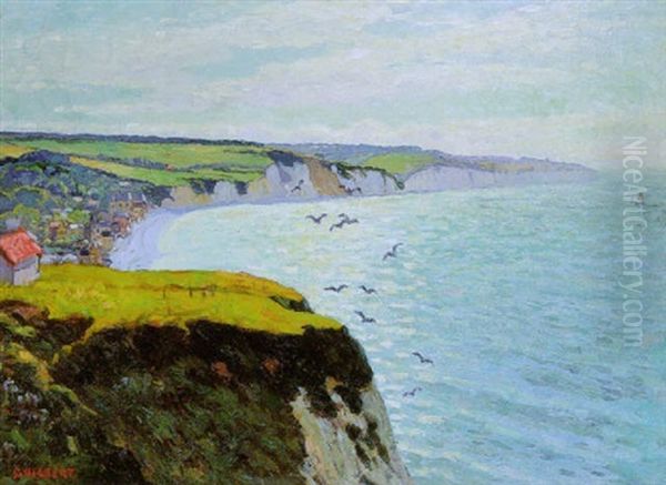 Vue De Pourville Et Falaises De Varengeville Oil Painting by Narcisse Guilbert