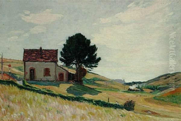 Etretats, La Maison Du Garde, Barriere, 1920 Oil Painting by Narcisse Guilbert