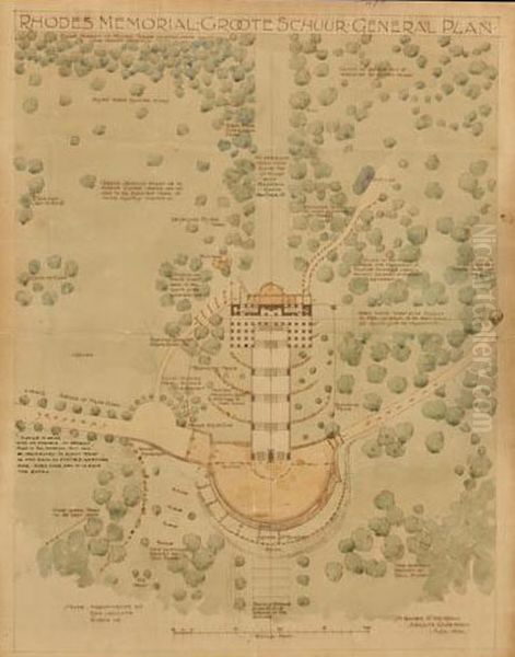 A General Plan Of The Rhodes Memorial At Groote Schuur Oil Painting by Herbert Baker