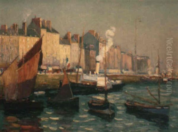 Le Quai De Southhamton Au Havre Oil Painting by Narcisse Guilbert