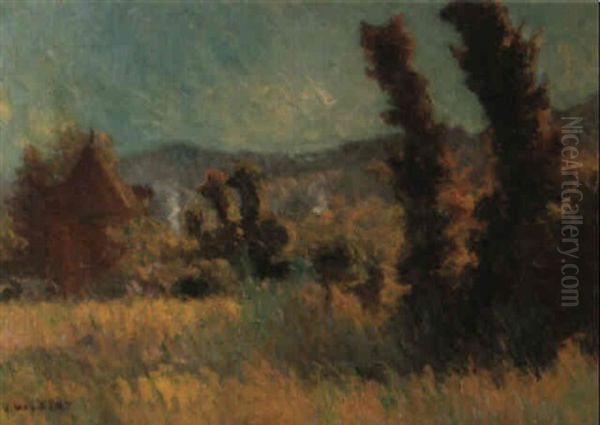 Prairie A Saint-gervais Oil Painting by Narcisse Guilbert