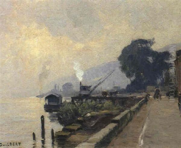 La Seine A Croisset Oil Painting by Narcisse Guilbert