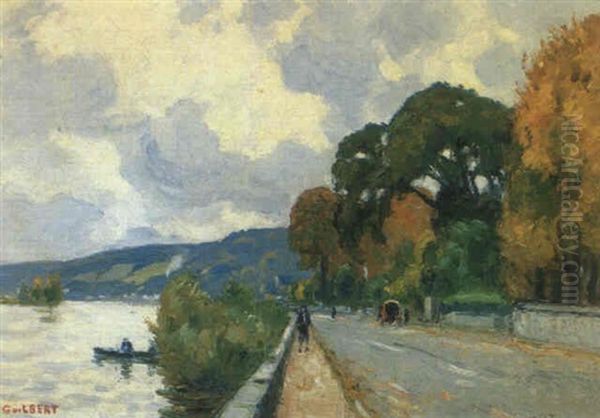 Bords De Seine Oil Painting by Narcisse Guilbert