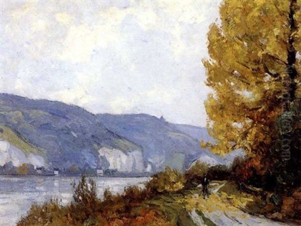 Bord De Seine A Sahurs. Effet D'automne Oil Painting by Narcisse Guilbert