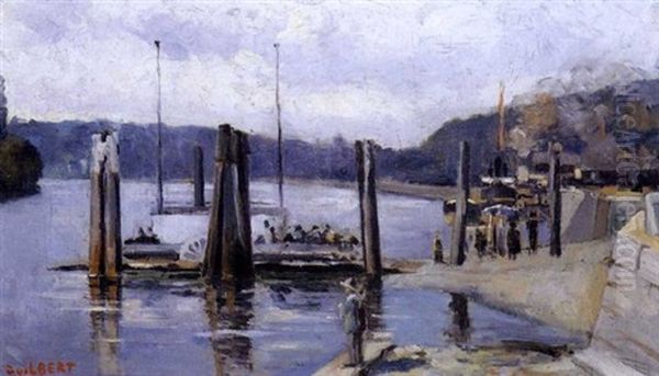 La Seine A Duclair Oil Painting by Narcisse Guilbert