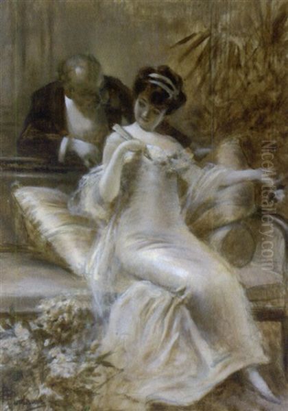 Manouvre De Seduction Oil Painting by Albert Guillaume