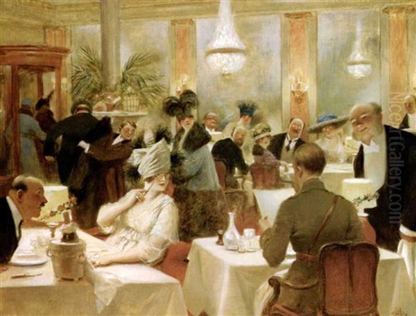 Soiree Mondaine Oil Painting by Albert Guillaume