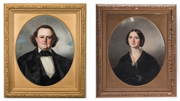 Portraits Of Lt. Col. Lewis Minor Coleman And Mary Marshall Coleman Oil Painting by Louis Mathieu Didier Guillaume