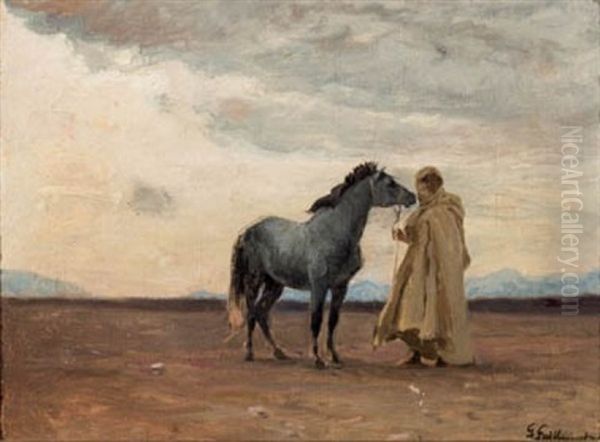 Arabe Con Caballo Oil Painting by Gustave Achille Guillaumet