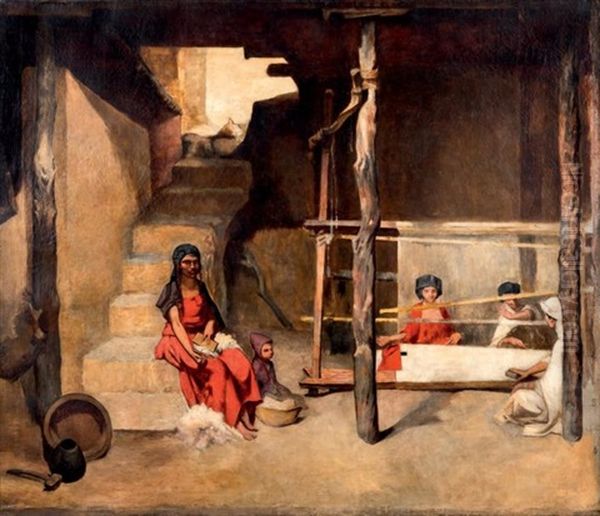 Tisseuses A Bou Saada Oil Painting by Gustave Achille Guillaumet