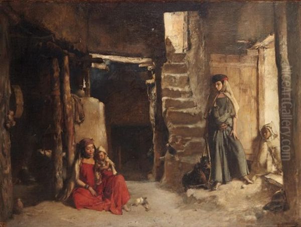 Interieur De Maison A Bou-saada Oil Painting by Gustave Achille Guillaumet