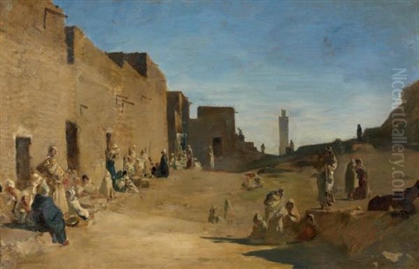 Laghouat, Village D'afrique Du Nord Oil Painting by Gustave Achille Guillaumet