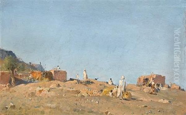 A Berber Village, Algeria Oil Painting by Gustave Achille Guillaumet