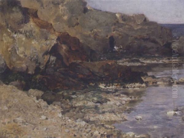 Lavandieres Sur La Cote Algerienne Oil Painting by Gustave Achille Guillaumet