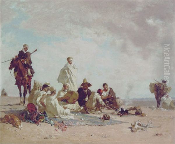 La Halte En Algerie Oil Painting by Gustave Achille Guillaumet