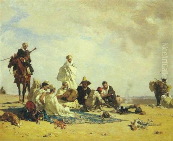 La Halte En Algerie Oil Painting by Gustave Achille Guillaumet