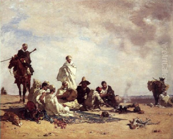 La Halte, Algerie Oil Painting by Gustave Achille Guillaumet