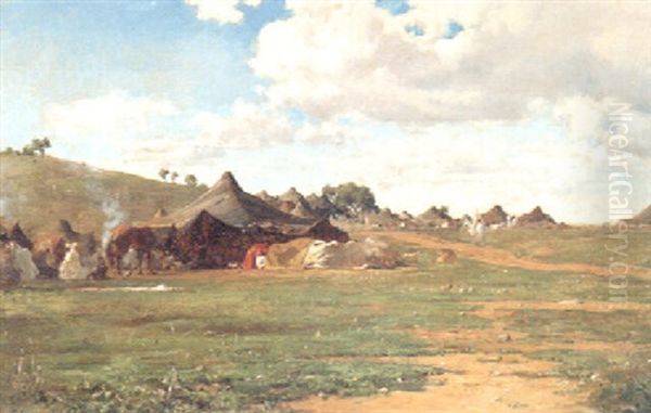 An Arab Encampment Oil Painting by Gustave Achille Guillaumet