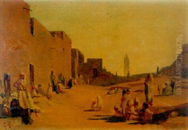 La Rue De Laghouat Oil Painting by Gustave Achille Guillaumet