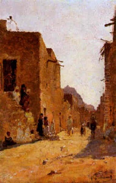 Rue De Laghouat Oil Painting by Gustave Achille Guillaumet