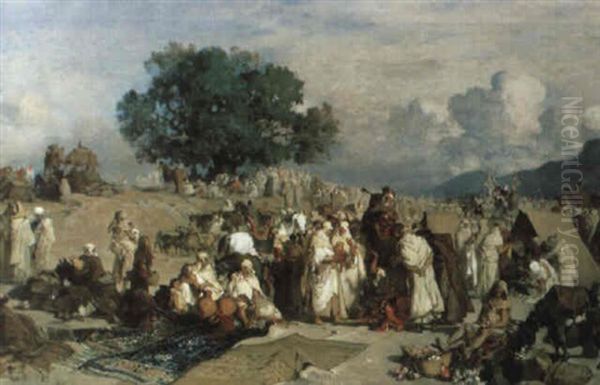 Un Marche Arabe En Algerie Oil Painting by Gustave Achille Guillaumet