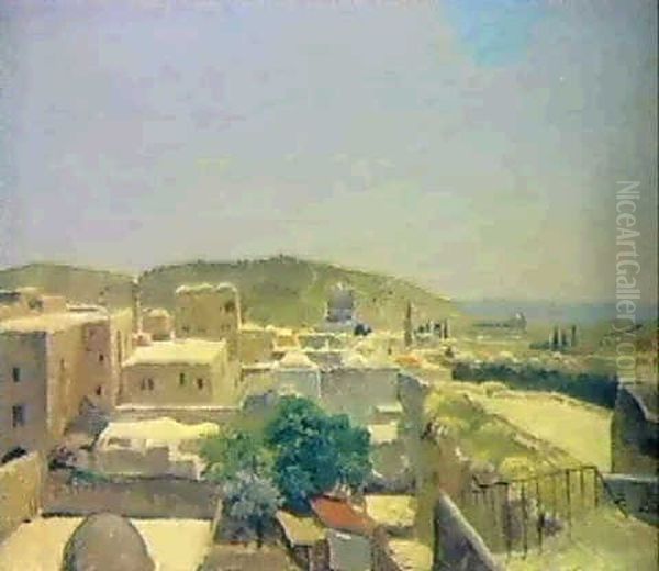 A View Of A North African Town Oil Painting by Gustave Achille Guillaumet