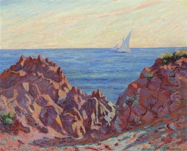 Voilier A Agay Oil Painting by Armand Guillaumin