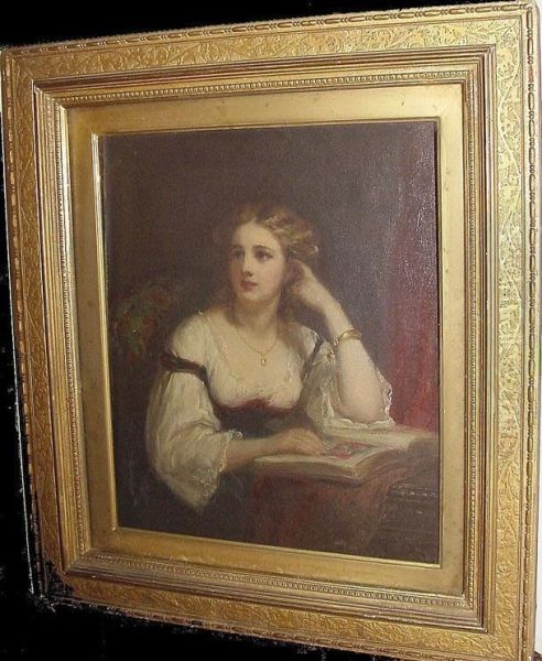 Woman Reading Oil Painting by George Augustus Baker Jnr.