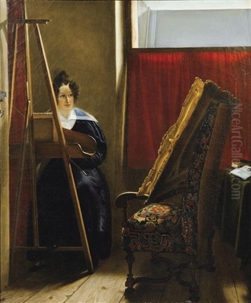 Autoportrait Presume, Dans Son Atelier Oil Painting by Amile-Ursule Guillebaud