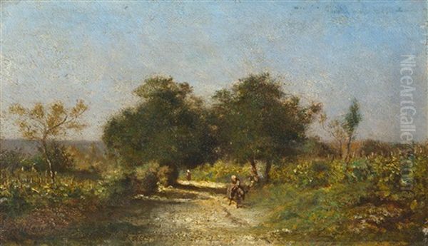 Sommerliche Landschaft Mit Reiter Oil Painting by Ernest Guillemer