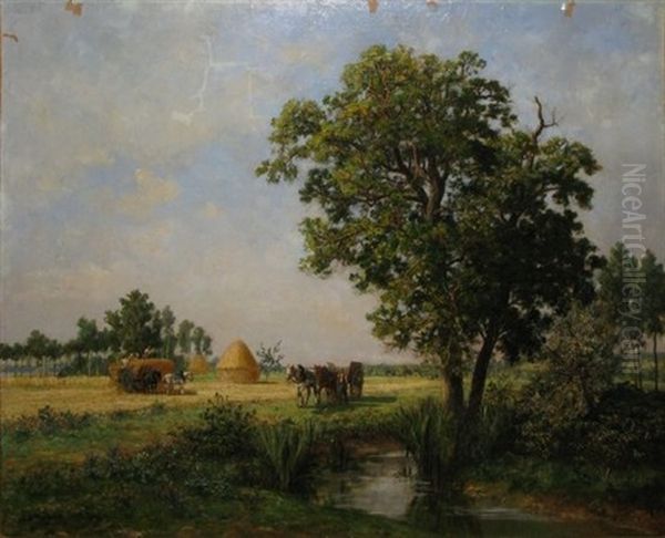 La Fenaison Oil Painting by Ernest Guillemer