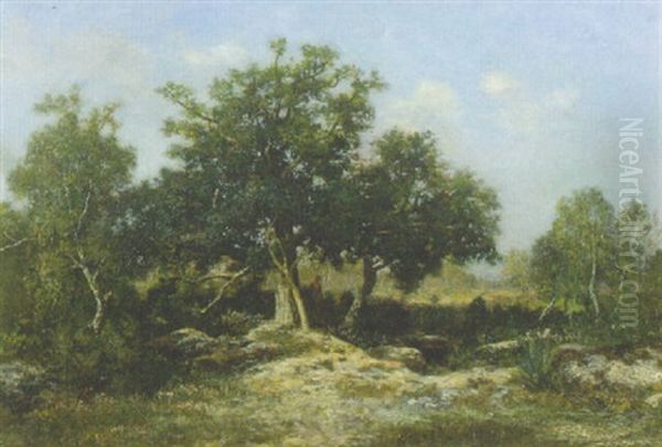 Clairiere Foret De Fontainebleau Oil Painting by Ernest Guillemer