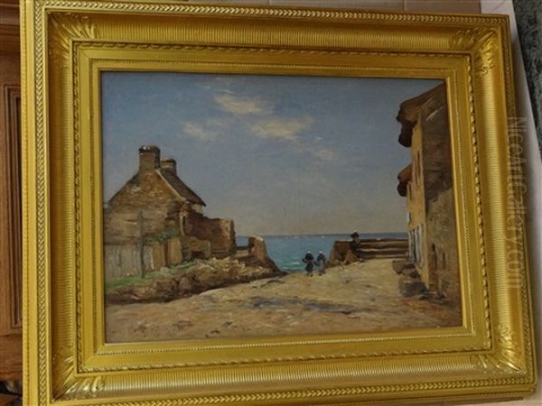 Village En Bretagne Oil Painting by Jean Baptiste Antoine Guillemet