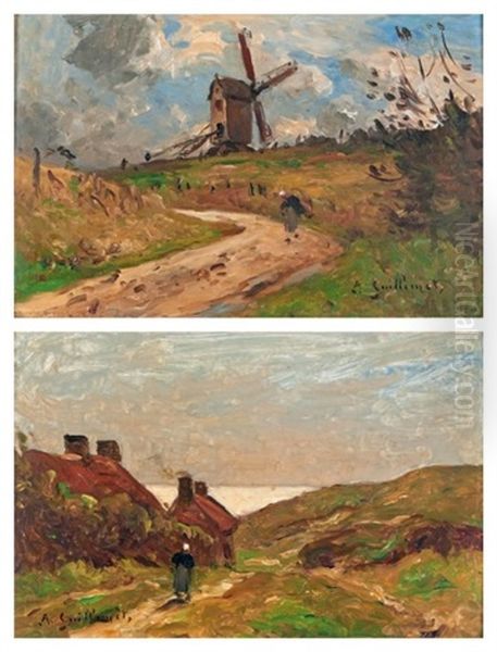 Paysanne Sur La Route (2 Works) Oil Painting by Jean Baptiste Antoine Guillemet