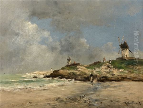 Les Moulins Des Sables D'olonne Oil Painting by Jean Baptiste Antoine Guillemet