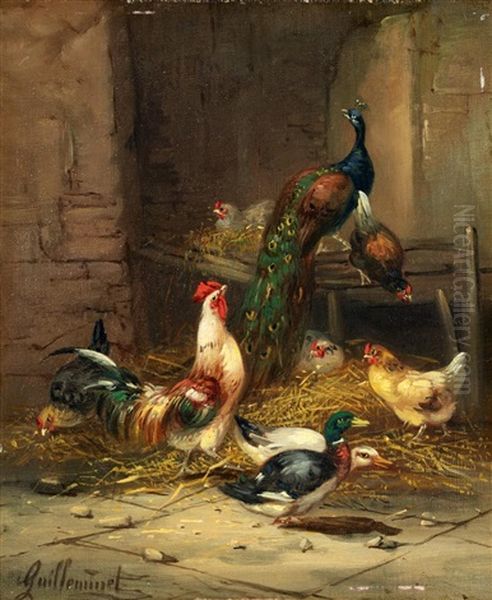 Federvieh Im Stall Oil Painting by Jean Baptiste Antoine Guillemet