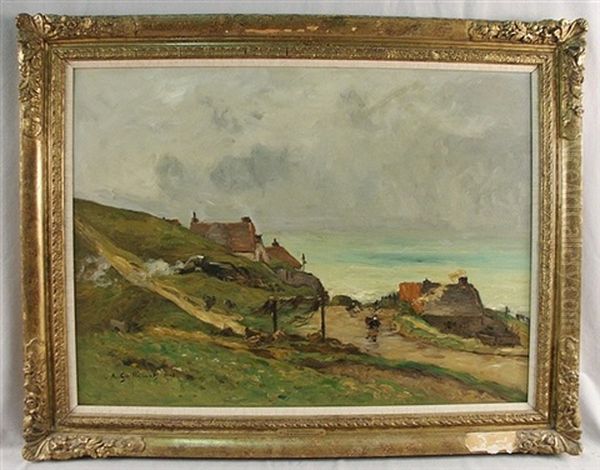 Montee De La Mer Vers Le Village D'equiher Oil Painting by Jean Baptiste Antoine Guillemet