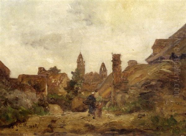 Village Normand Oil Painting by Jean Baptiste Antoine Guillemet