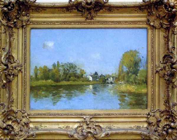 Bord De Rivere (auvers Sur Oise?) Oil Painting by Jean Baptiste Antoine Guillemet