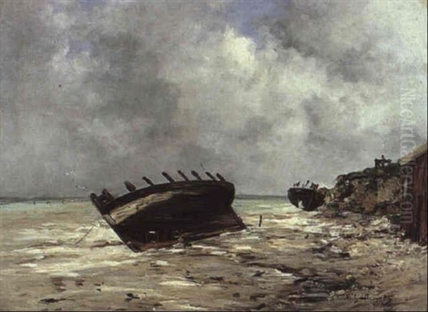 Low Tide Oil Painting by Jean Baptiste Antoine Guillemet