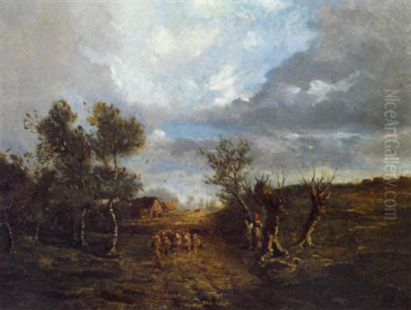 Schafherde Oil Painting by Jean Baptiste Antoine Guillemet